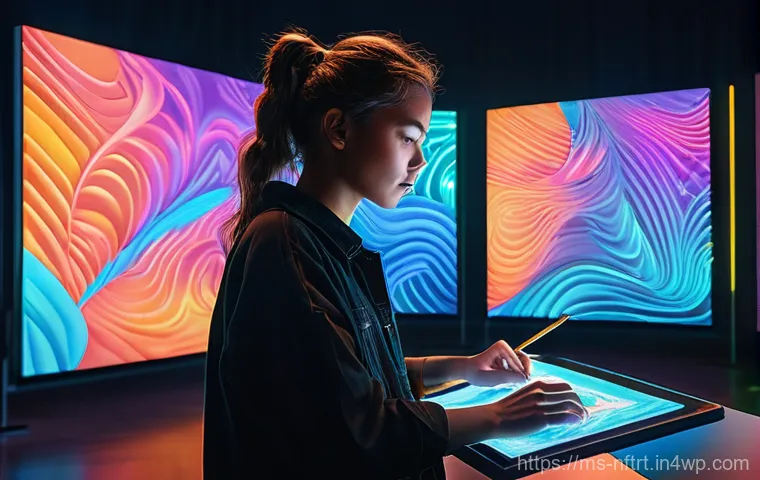 NFT 예술 시장의 거품 여부 분석 - **Diverse Group of Young Adults Engaged in an NFT Community Meetup**
Prompt: A dynamic scene dep... NFT 예술 시장의 거품 여부 분석 - **Diverse Group of Young Adults Engaged in an NFT Community Meetup**
Prompt: A dynamic scene dep...